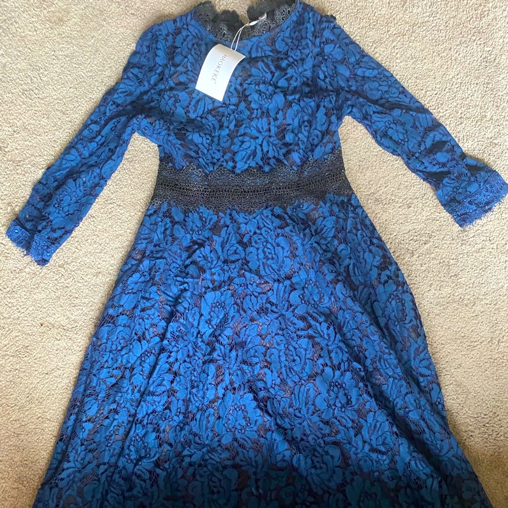 Navy long lace dress